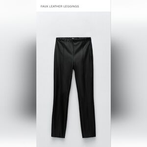 Zara black faux leather leggins with ziper on size.
